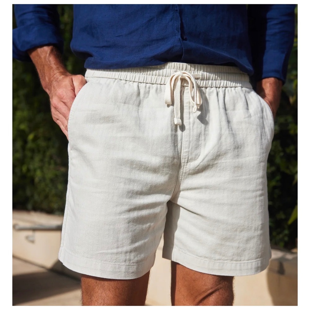 Collars & Co Mens Size XXL Shorts Beige Linen Cotton Drawstring Casual‎ NWT New